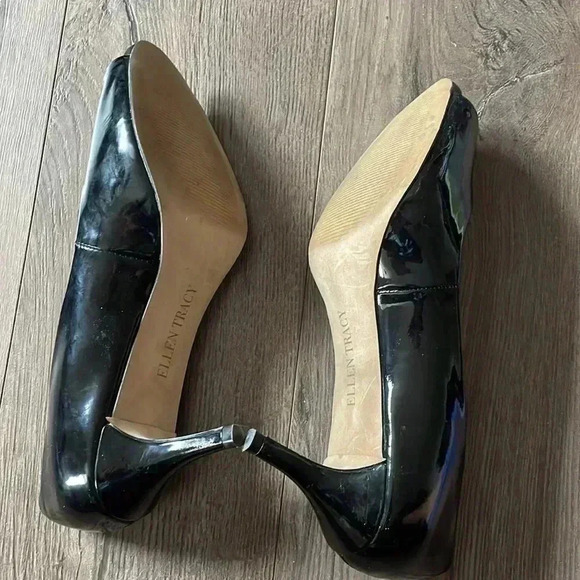 EllenTracy Womens 8M Vanna Pump Heels Slip On Black Patent  Leather Peep Toe - Picture 5 of 6